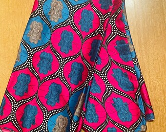 Pink and blue Satin Silk African print, satin top suitable for all occasions, african print top, African print silk