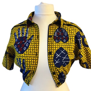 Handmade African Print Cropped shirt, African print top, shirt, women’s gift, kente print, African Print, Ankara Shirt