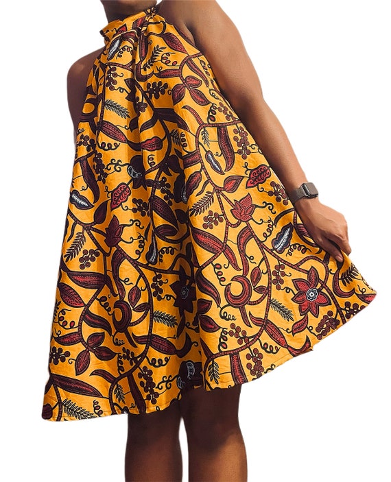 African Print Halter Neck Summer Dress