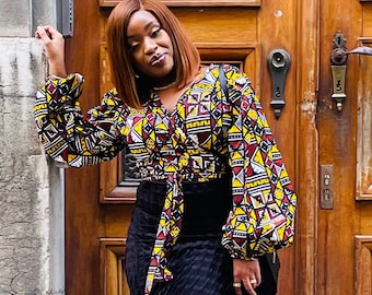 African Print Crop Top: Ankara Fabric Long Sleeve Wrap Top - Etsy