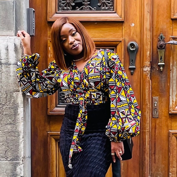 African Print Crop Top: Ankara Fabric Long Sleeve Wrap Top - Etsy