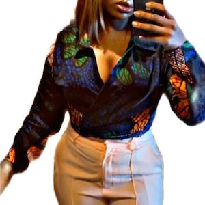 African print cropped multi-way long sleeve wrap top- COCO CRUNCH, Ankara fabric,  African Clothing, women’s gift