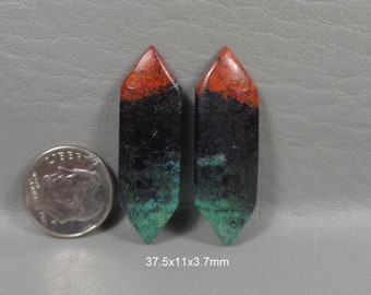 Sonoran Sunrise Chrysocolla Matched Pair of Cabochons