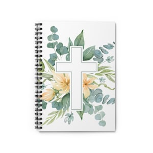 Carnet de notes floral croix à spirale - Parfait pour un journal religieux, des cadeaux, des billets d'église, pour Pâques et l'inspiration quotidienne
