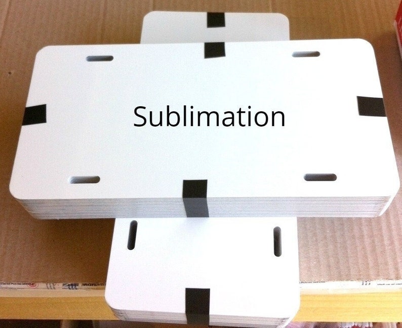 10pcs. 032 6x 12 Sublimation Gloss White/Clear Aluminum License Plate/Car Tag Blanks, masked. For Heat Press Use 画像 1