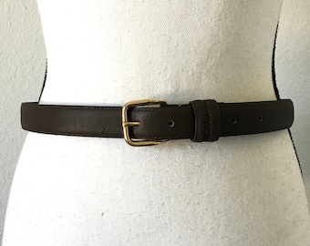 1980s Brown Leather Belt, 1990s Brown Dress Belt, Vintage Glove Leather