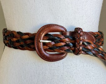 1980s 1990s Wide Multicolored Braided Leather Belt - Etsy display picture 2