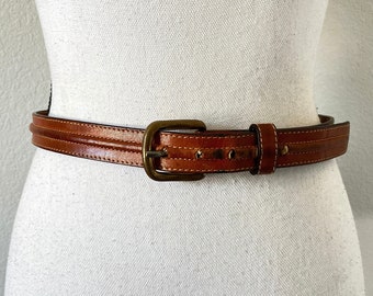 Vintage Leegin, 1980s Brown Leather Belt, Vintage Light Chestnut Belt