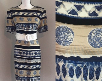 1990s Batik Sheath Dress