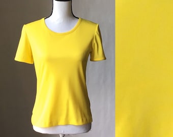 1970s Neon Yellow T Shirt, 1970s Polyester Day Glo Tee