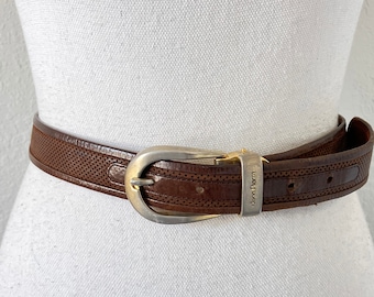 Vintage y2k Express Brown Italian Leather Belt Minimalist Classic VTG Y2K Express 1.5” Brown Double Pronged Italian Leather  main image 4