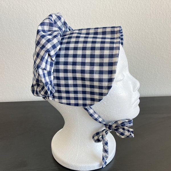 Bonnet vichy fait main vintage, casquette pour enfant style prairie vintage