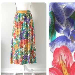 1980s Floral Swing Skirt