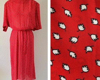 Vestido floral con cinturón de los años 80