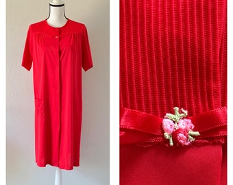 1960s Hot Pink Nightie, Vintage Ribbed Night Dress