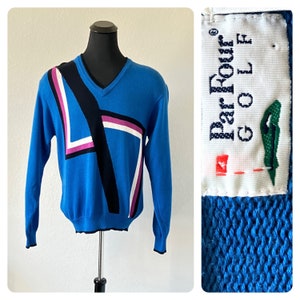 1980s Graphic Golf Sweater, Vintage Men's Winter Sweater