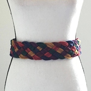 1970s Braided Multicolored Fabric Belt
