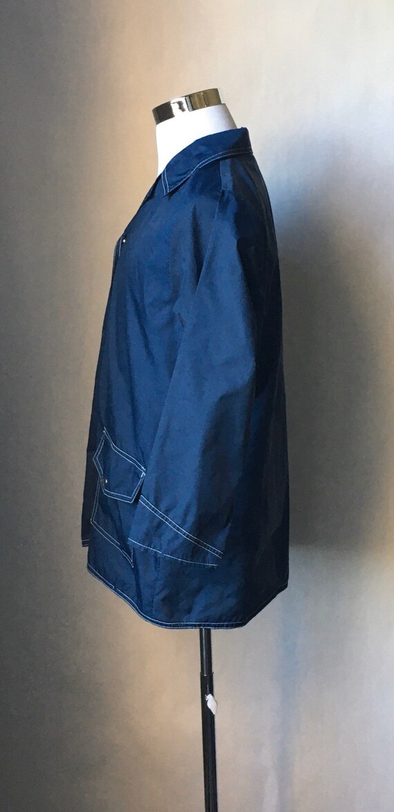 1960s Unisex Rain Coat, Vintage Navy Windbreaker - image 3