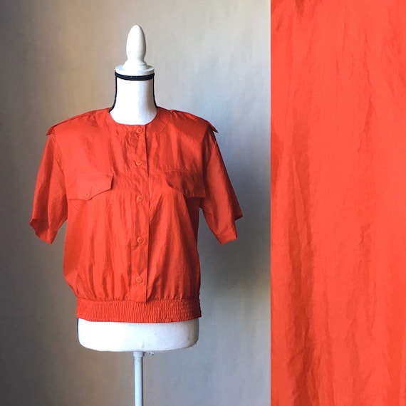 1980s Short Sleeve Jacket, Vintage Nylon Sweatshi… - image 1