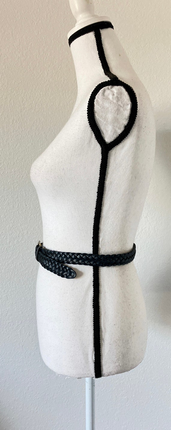 1980s Navy Braided Belt, Vintage Dark Blue Woven … - image 2