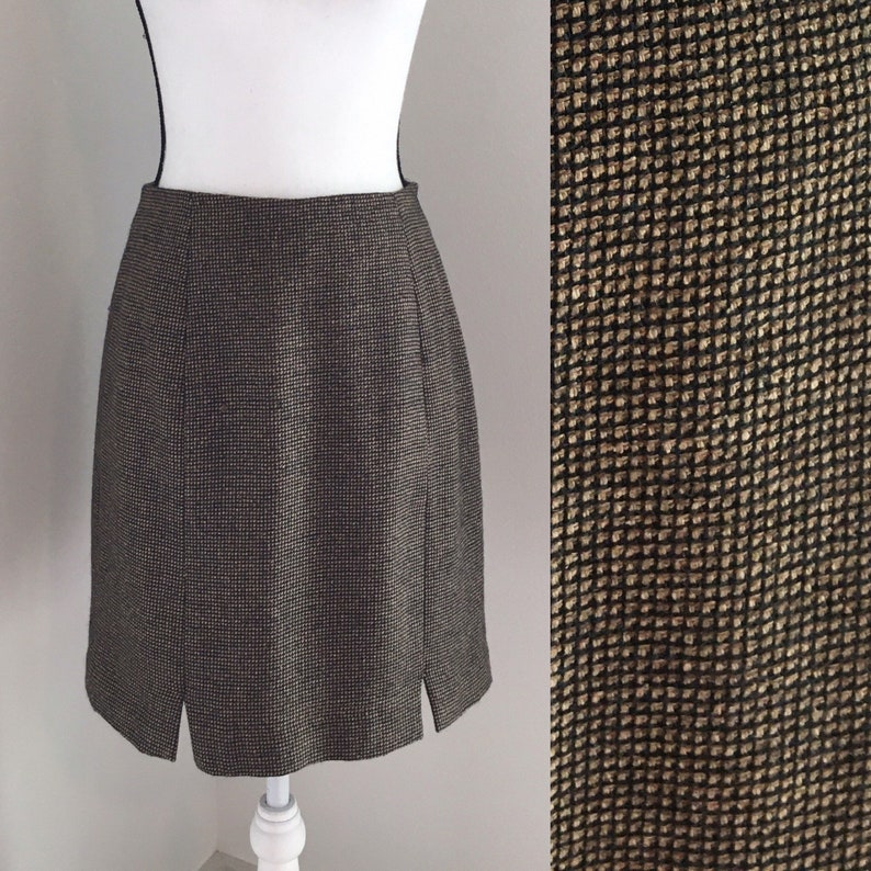 Vintage Bentley Arbuckle,1980s Brown Tweed Skirt,Vintage Brown Wool Skirt,1980s Wool Blend Skirt,Vintage Knee Length Skirt
