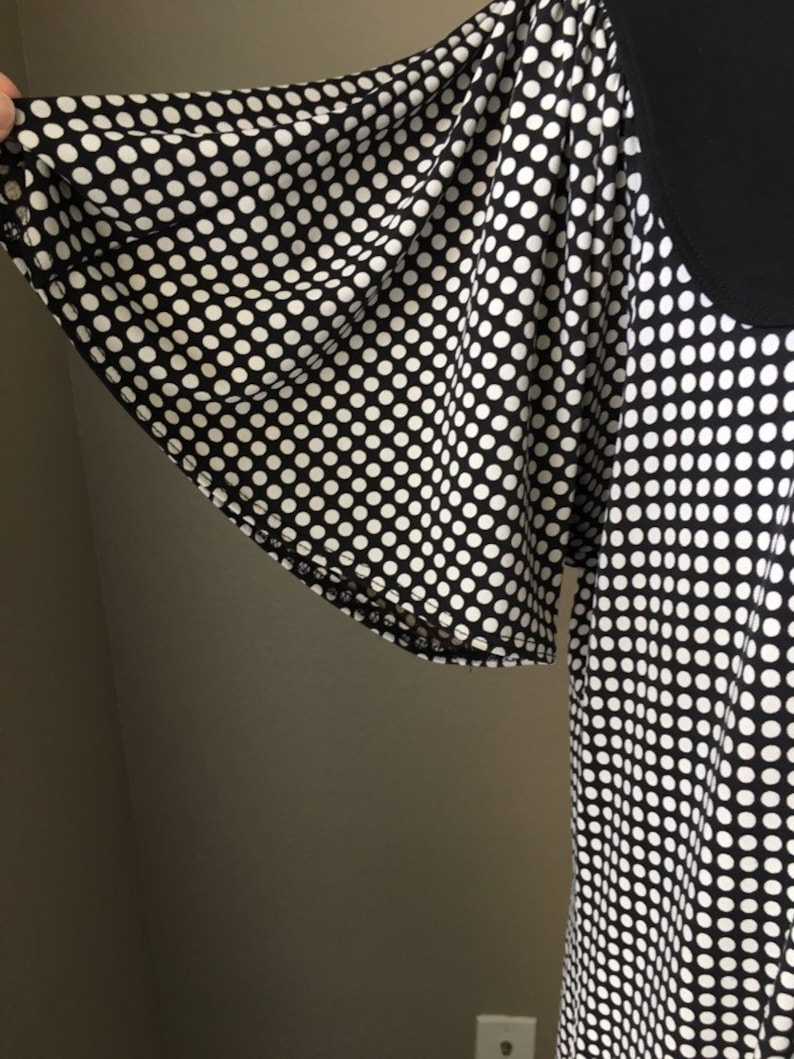 Vintage Max Studio,1990s Polka Dot Dress,1990s Black and White Dress,1990s Short Sleeve Dress,Dress with Flutter Sleeves