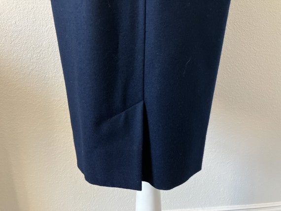 1980s Navy Wool Skirt, Vintage Dark Blue Knee Ski… - image 8