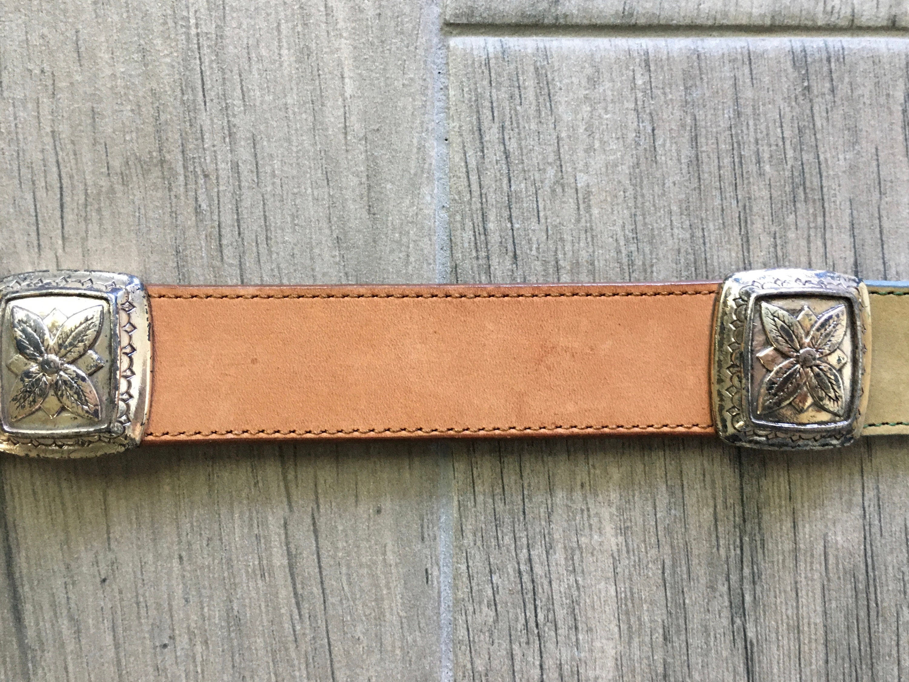 Vintage 1990s Brighton Multicolored Leather Belt With Floral 