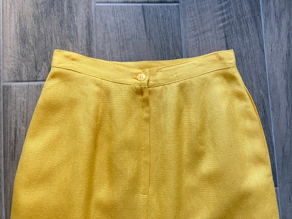 1960s Yellow Straight Skirt, Vintage Linen Blend … - image 8