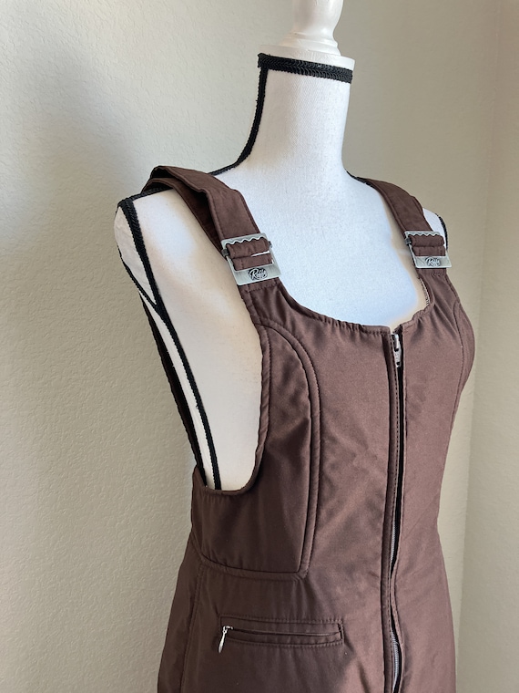 1980s Ski Bib Overalls, Vintage Chocolate Brown S… - image 4