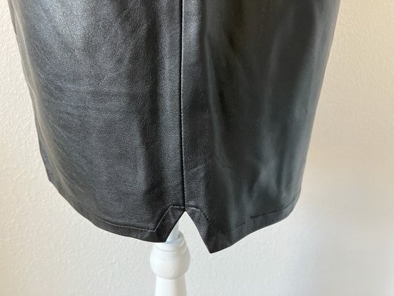 1980s Black Leather Skirt, Vintage Soft Leather P… - image 7
