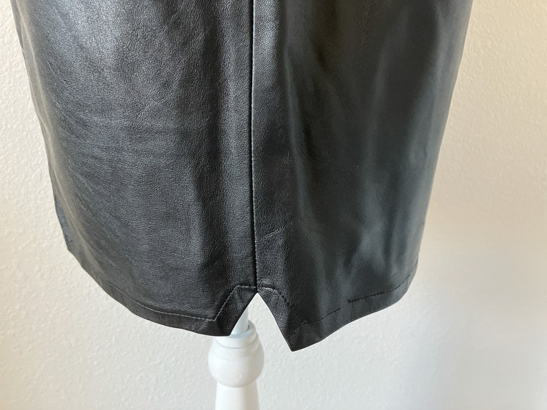 1980s Black Leather Skirt, Vintage Soft Leather Pencil Skirt image 7