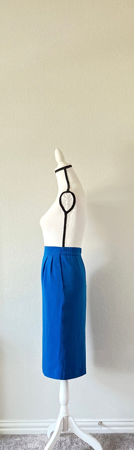 1980s Blue Pencil Skirt, Vintage Knee Skirt - image 4