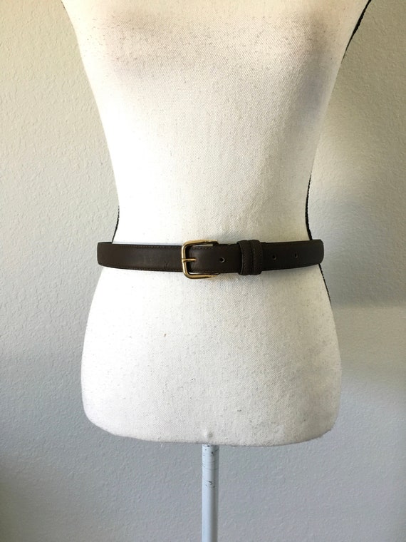 1980s Brown Leather Belt, 1990s Brown Dress Belt, 