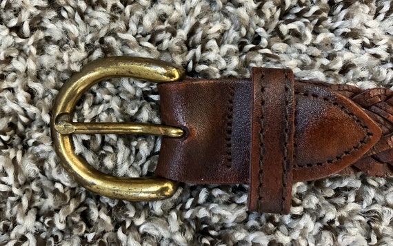 1990s Dark Chestnut Braided Belt, Vintage Woven L… - image 5