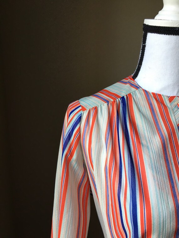 1960s Striped Belted Dress, 1970s Dress with Stri… - image 7