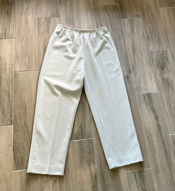 1970s Light Gray Pull On Pants, Vintage Elastic W… - image 7
