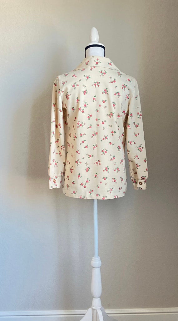 1960s Floral Blouse, 1970s Wide Collar Shirt - image 6