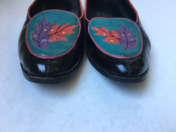 1980s Multicolored Leather Loafers, Vintage Black… - image 6