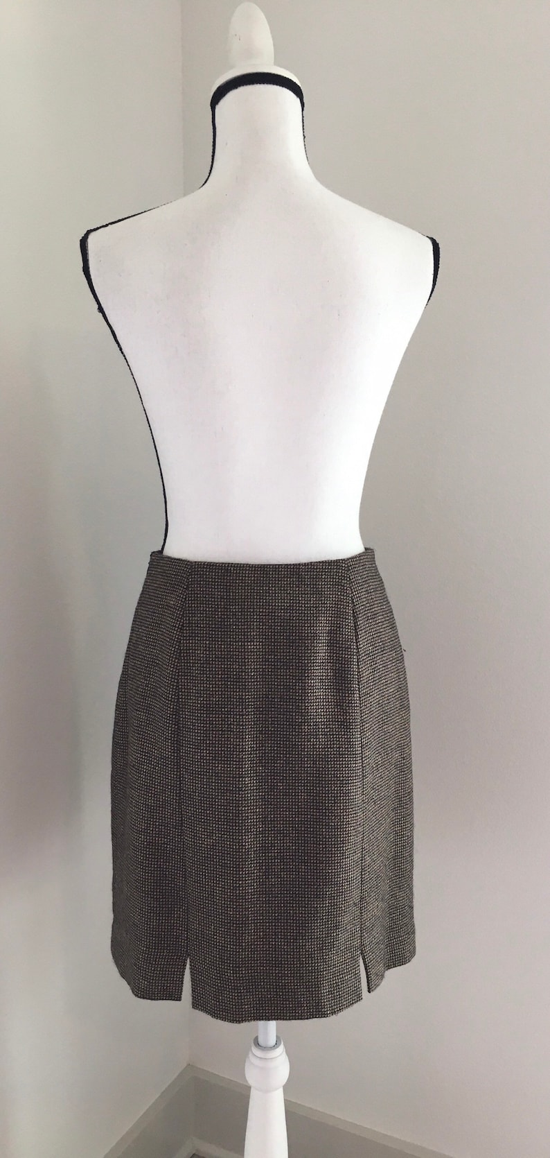 Vintage Bentley Arbuckle,1980s Brown Tweed Skirt,Vintage Brown Wool Skirt,1980s Wool Blend Skirt,Vintage Knee Length Skirt