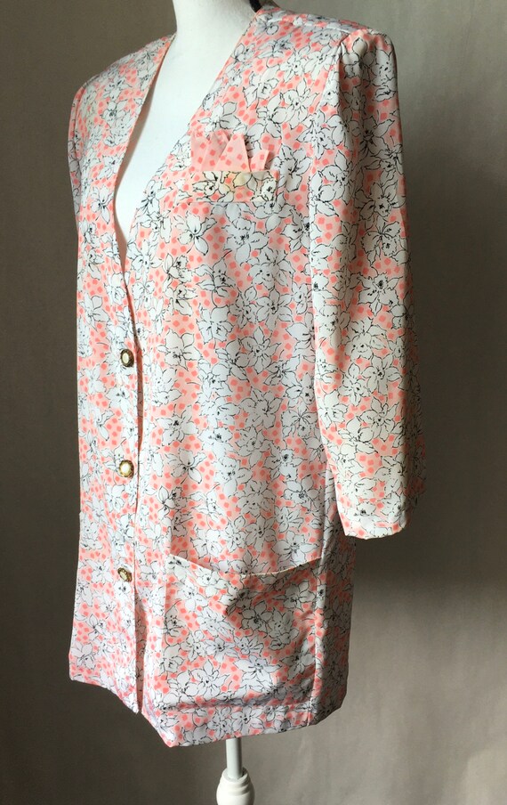 1980s Oversized Floral Blazer, Vintage Boxy Jacke… - image 5