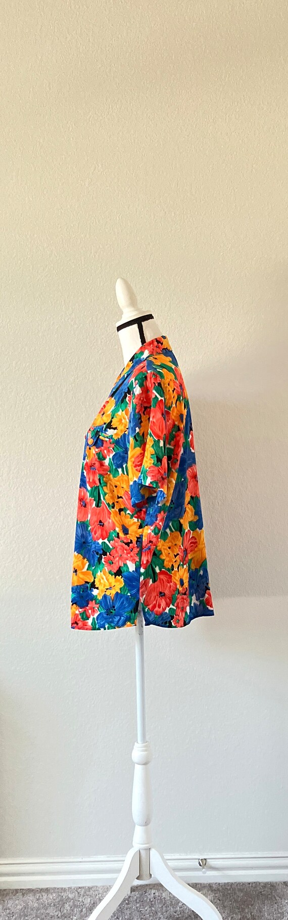 2000s Silk Floral Button Down (XS)