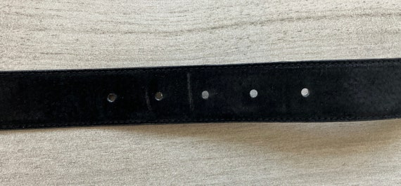 1980s Black Suede Belt, Vintage Wide Leather Belt - image 7