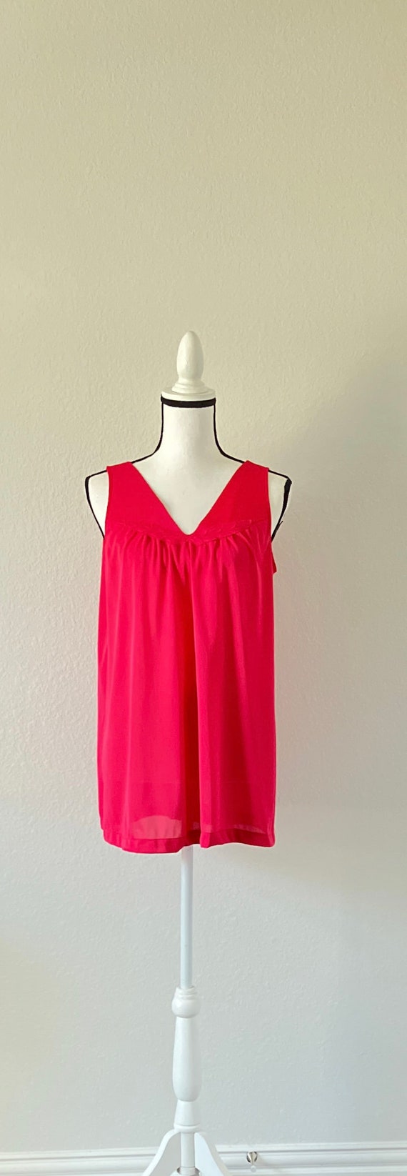 1960s Fuchsia Nightgown, Vintage Sleeveless Embro… - image 2