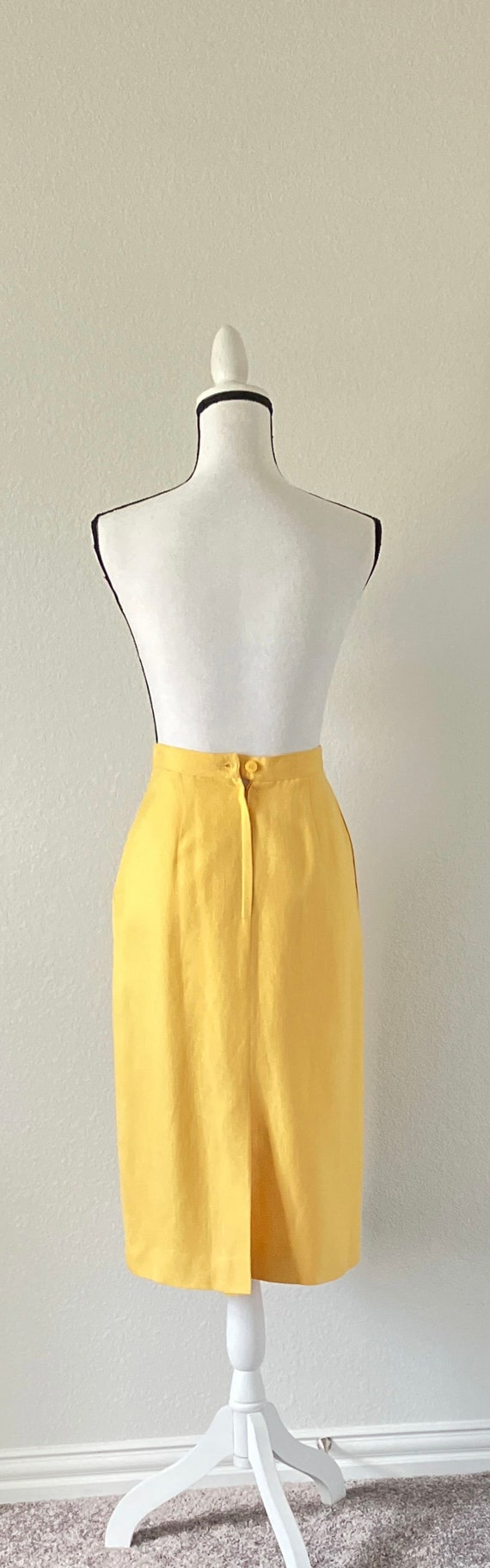 1960s Yellow Straight Skirt, Vintage Linen Blend … - image 6