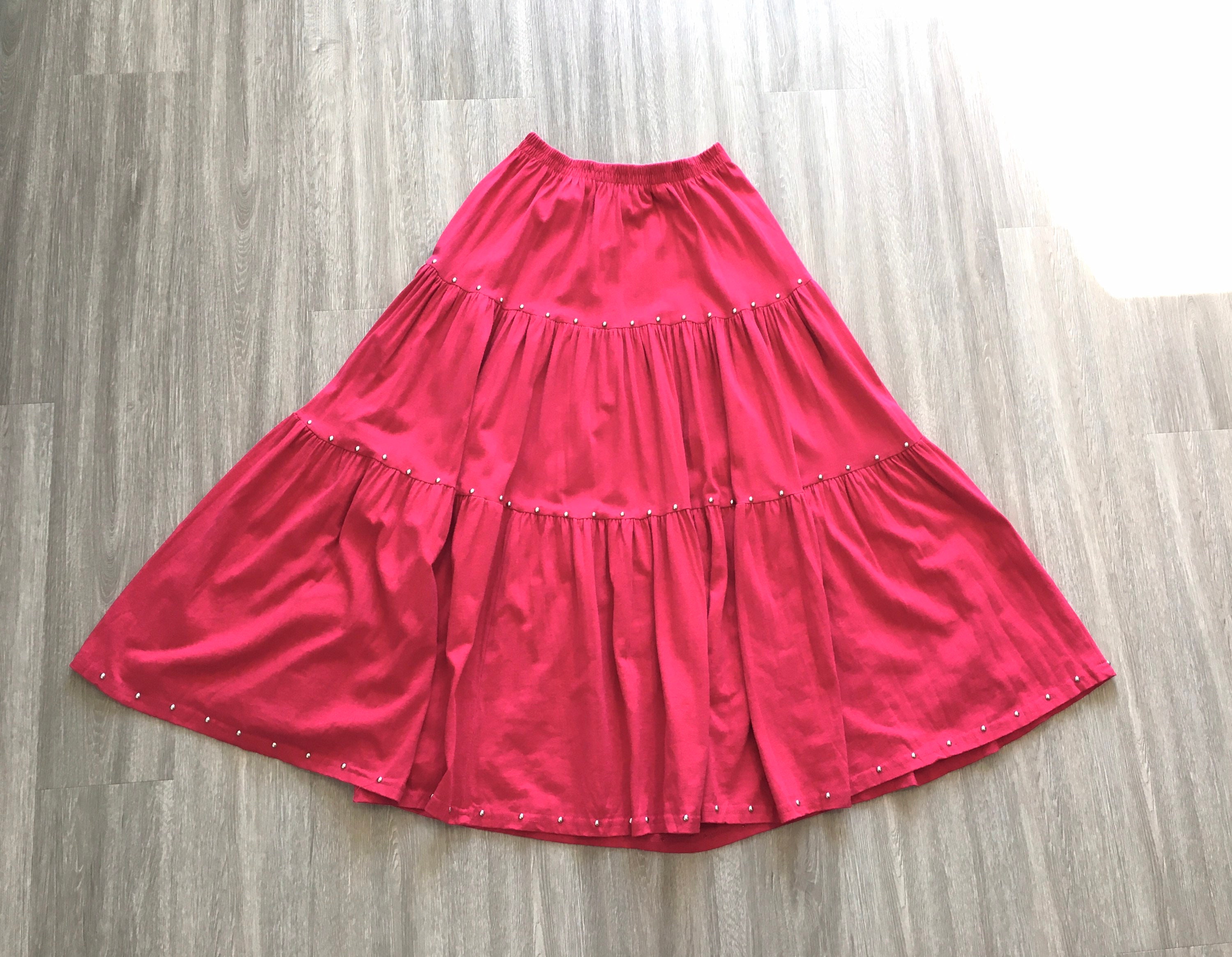 1980s Cotton Peasant Skirt1980s Hot Pink Skirt1980s Full | Etsy