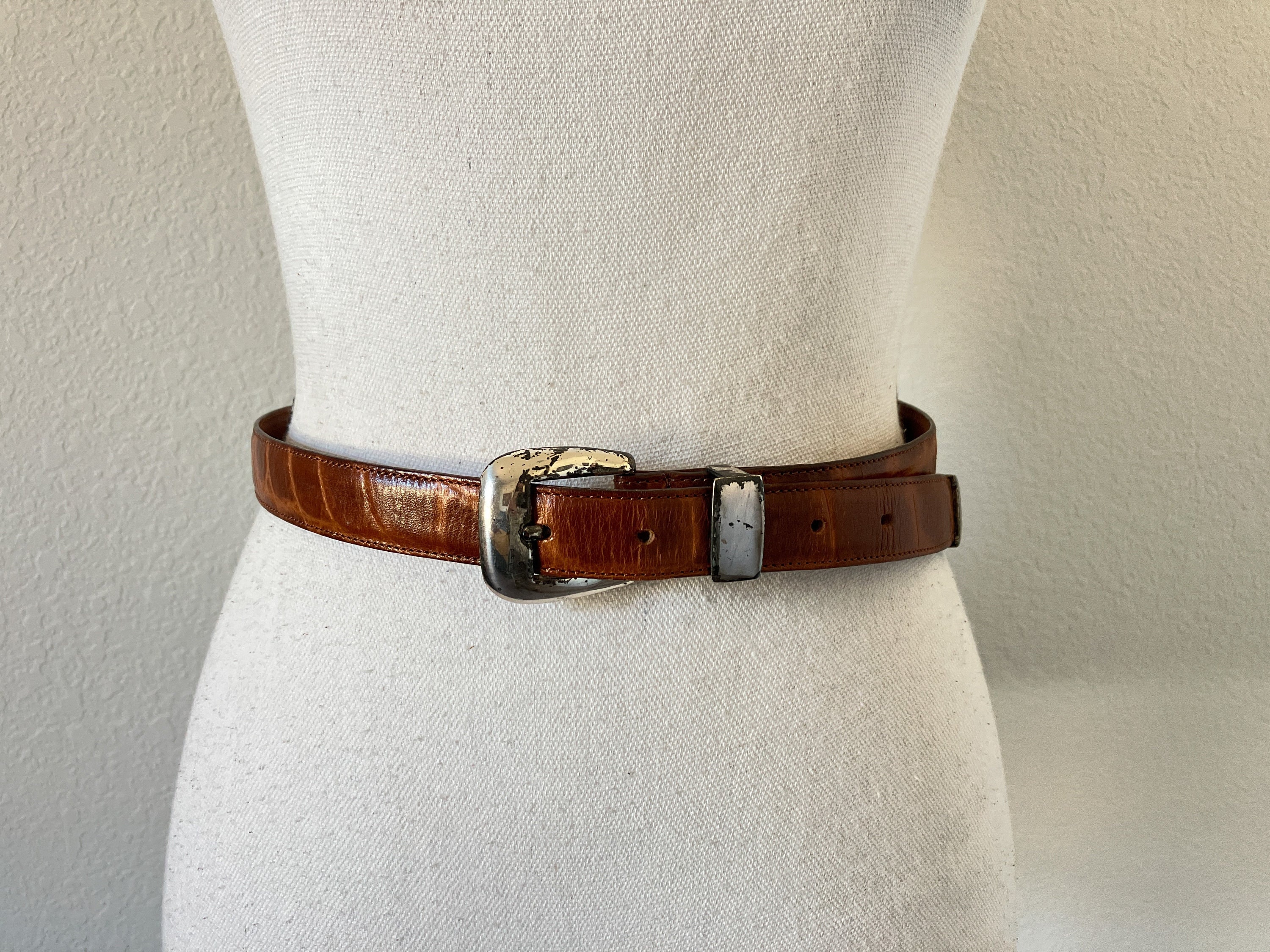 1990s Brown Faux Croc Belt, Vintage Crocodile Embossed Belt - Etsy