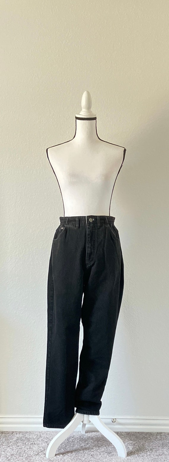 1980s Black High Waisted Jeans, 1990s Tapered Den… - image 2