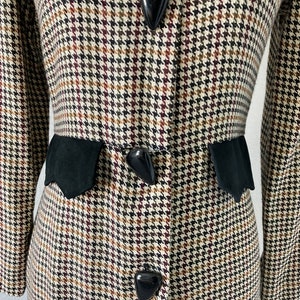 1980s Autumn Houndstooth Dress, Vintage Checkered Button Down Dress image 4