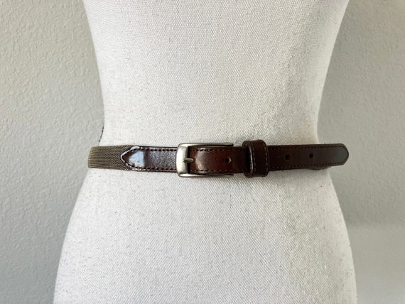 1980s Metal Mesh and Leather Belt, 1970s Mixed Ma… - image 1